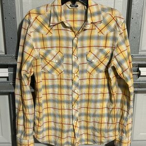 Salt Valley Pearl Snap Western Plaid Shirt Mens Medium